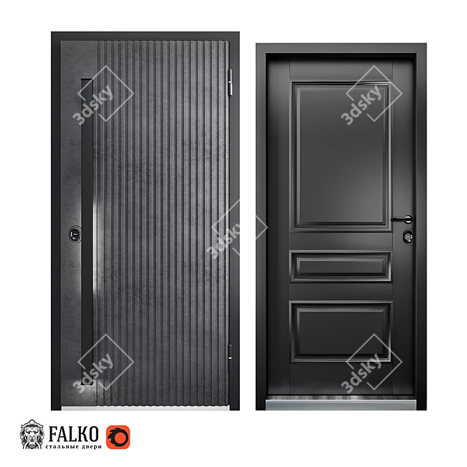 Modern Custom Entry Doors 3D model image 1