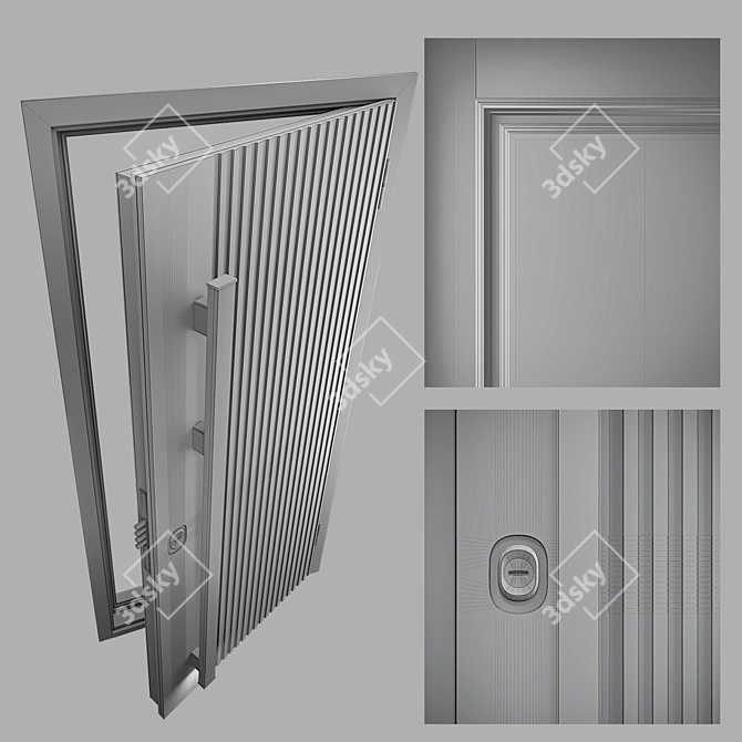 Modern Custom Entry Doors 3D model image 2