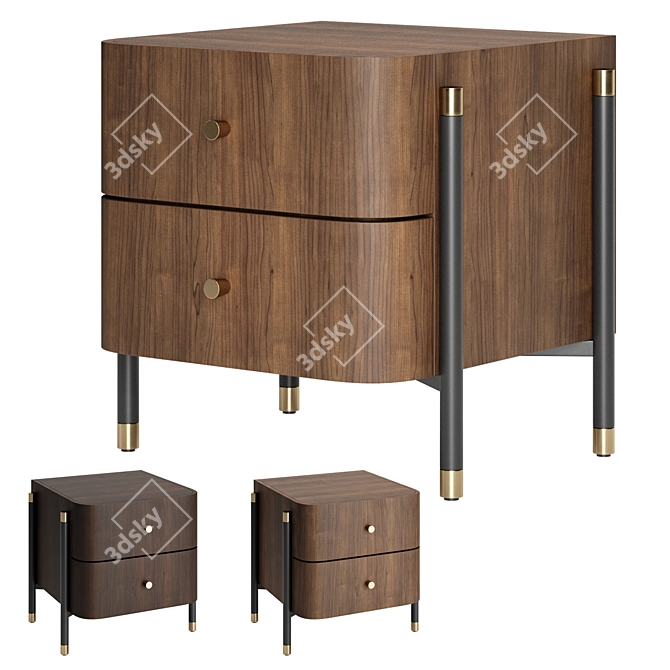 Elegant Modern Rosie Bedside Table 3D model image 2