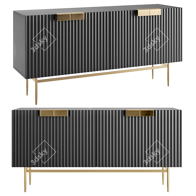 Modern Black Sideboard Buffet Storage 3D model image 1