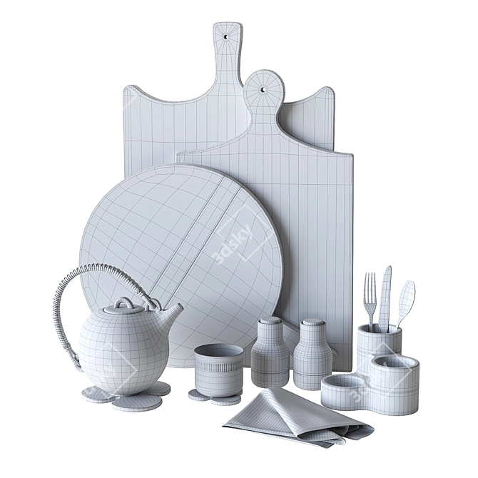 Modern Kitchen Decor Set by GBS-KDS01 3D model image 5