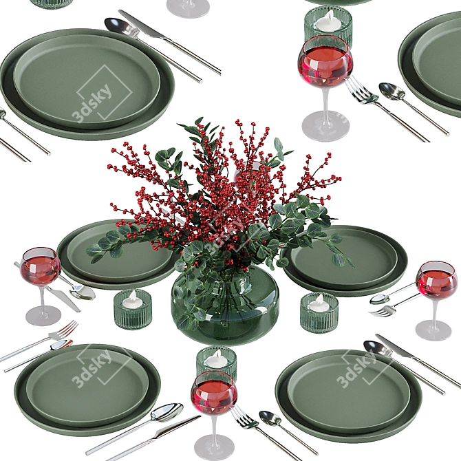 Contemporary Table Setting V8 3D model image 1