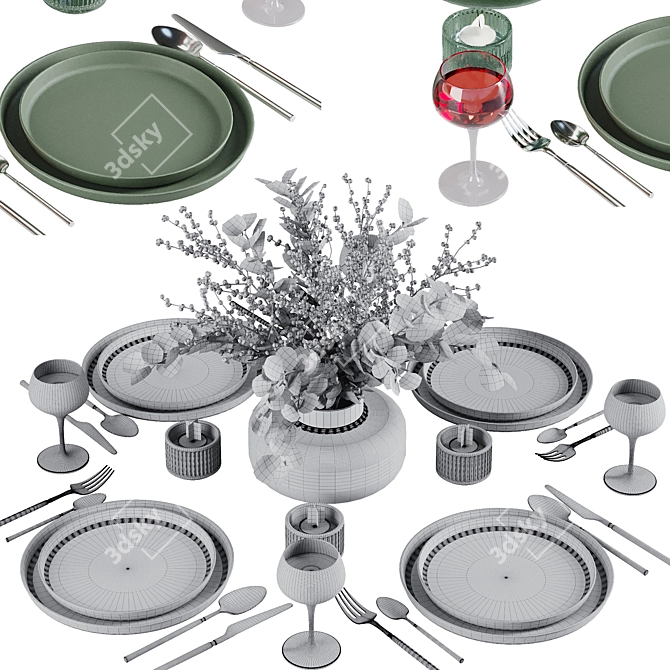 Contemporary Table Setting V8 3D model image 4