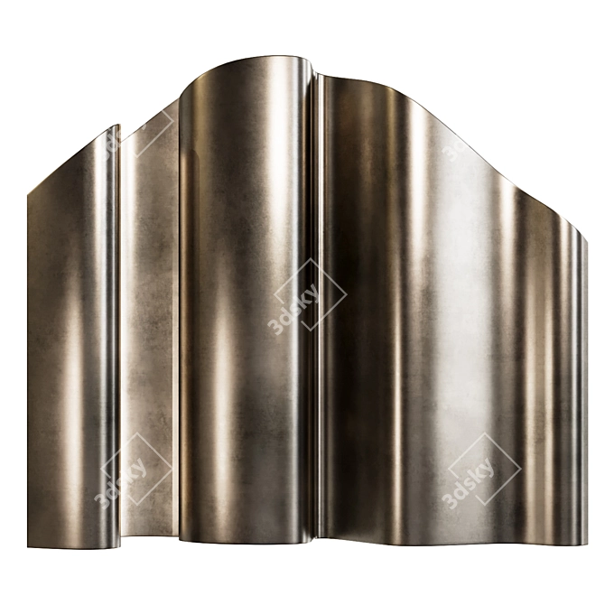 Wave Brass Panel Light Fixture 3D model image 1