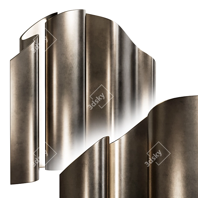 Wave Brass Panel Light Fixture 3D model image 2