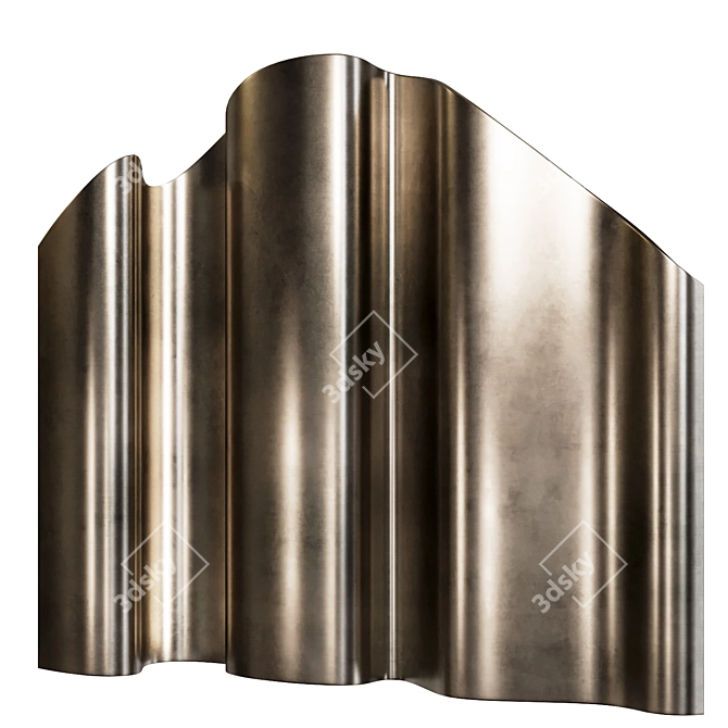 Wave Brass Panel Light Fixture 3D model image 3