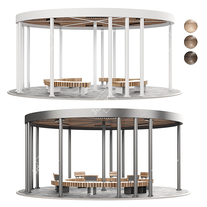 Pergola Set with Swings, Benches 3D model image 1