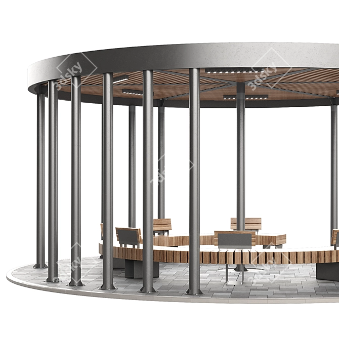 Pergola Set with Swings, Benches 3D model image 2