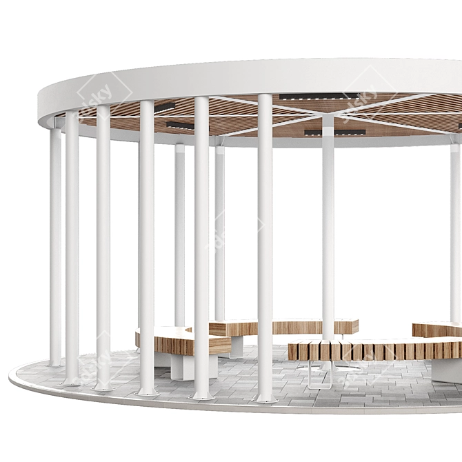 Pergola Set with Swings, Benches 3D model image 3