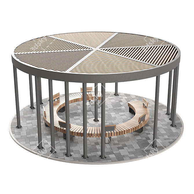 Pergola Set with Swings, Benches 3D model image 4