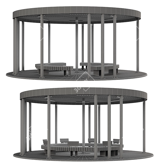 Pergola Set with Swings, Benches 3D model image 6