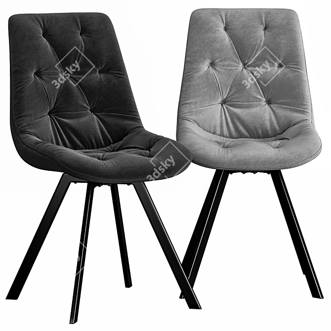 Valente Velvet Dining Chair with Black Metal Legs 3D model image 1