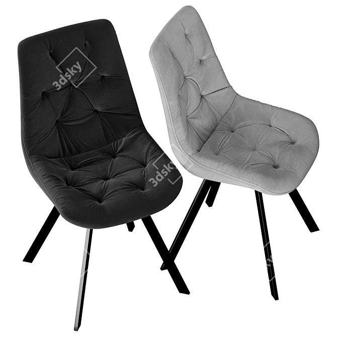 Valente Velvet Dining Chair with Black Metal Legs 3D model image 3