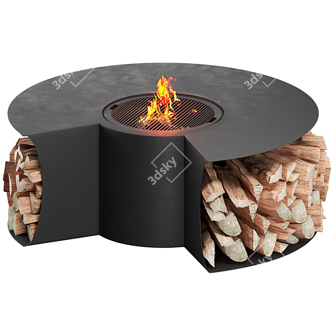  Designer Outdoor Fire Pit Table 3D model image 3