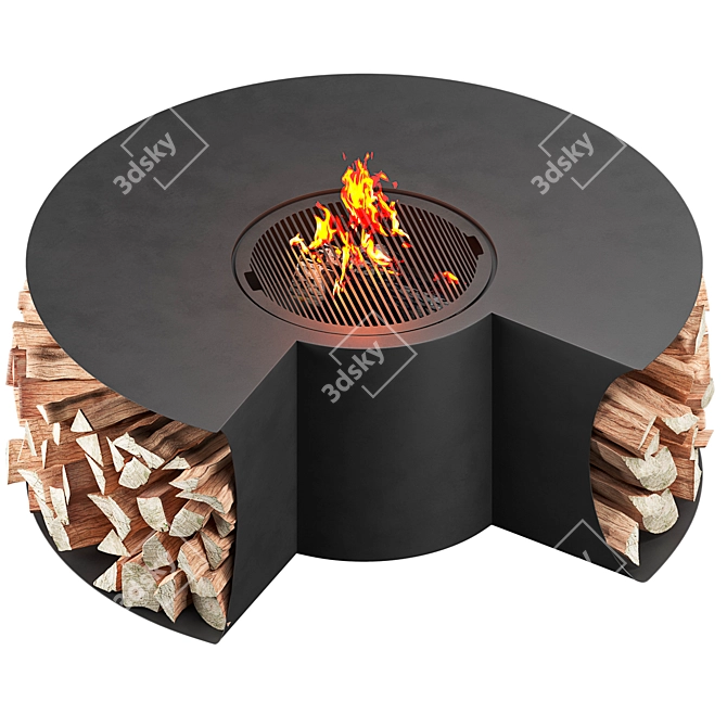  Designer Outdoor Fire Pit Table 3D model image 4