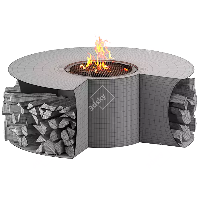  Designer Outdoor Fire Pit Table 3D model image 5