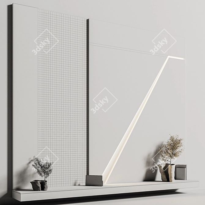 Sleek TV Wall Mount Shelf 3D model image 4