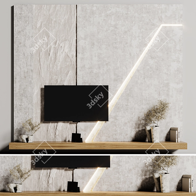 Sleek TV Wall Mount Shelf 3D model image 5