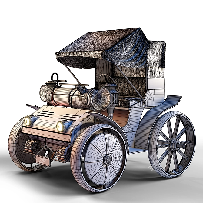 Hand-Painted Steampunk Wagon Texturing 3D model image 4