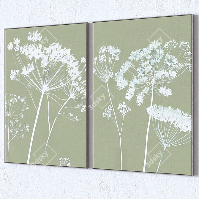 Large Wall Paintings Set Frames 3D model image 4