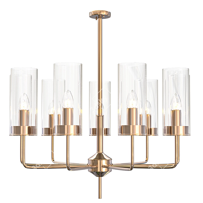 Post-Modern Amber Glass Chandelier 3D model image 2