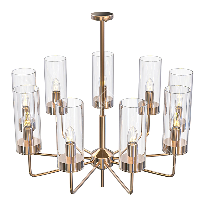 Post-Modern Amber Glass Chandelier 3D model image 4