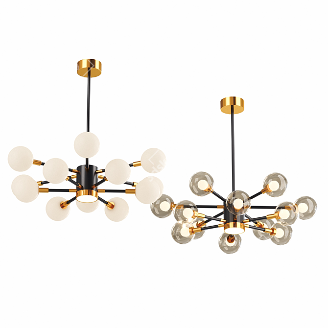 Double Dome Brass Chandelier 3D model image 5