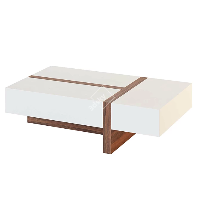 White Walnut Coffee Table with Storage 3D model image 3