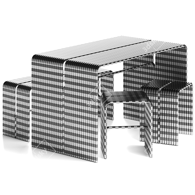 Aluminium Garden Bench Side Table 3D model image 3