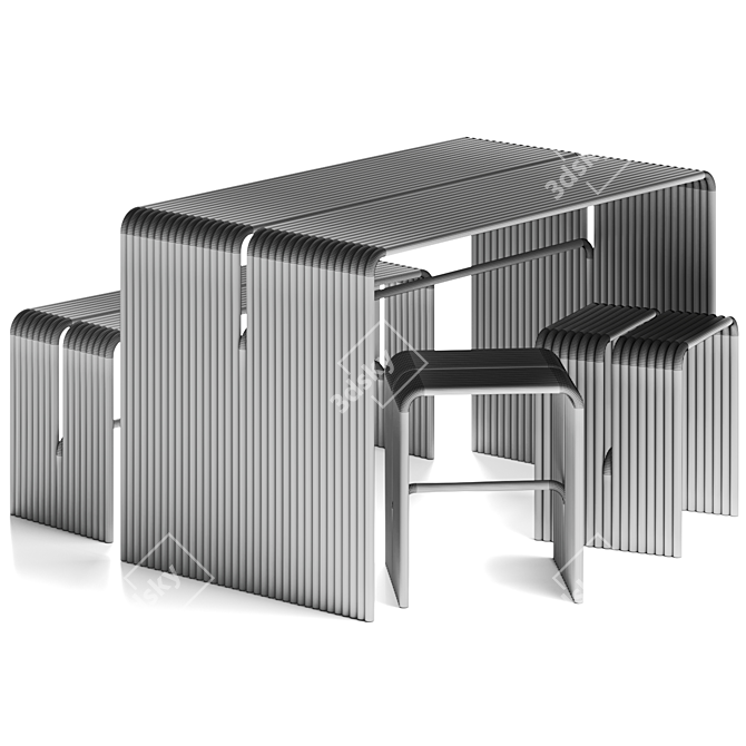 Aluminium Garden Bench Side Table 3D model image 4