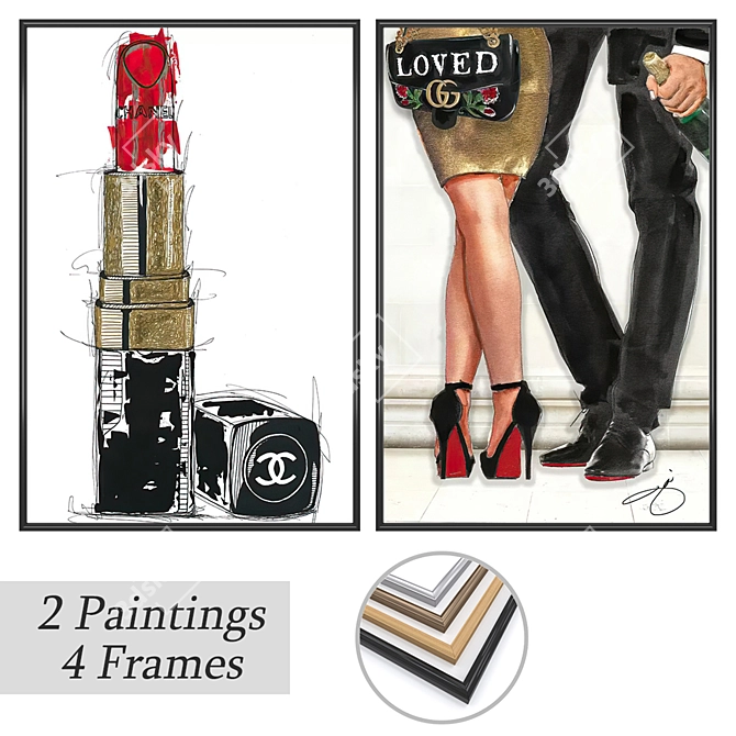 Artwork Set with Versatile Frames 3D model image 1