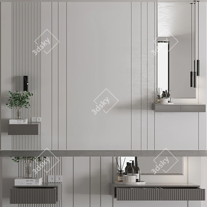 Modern Wall Panel Composition Set 3D model image 1