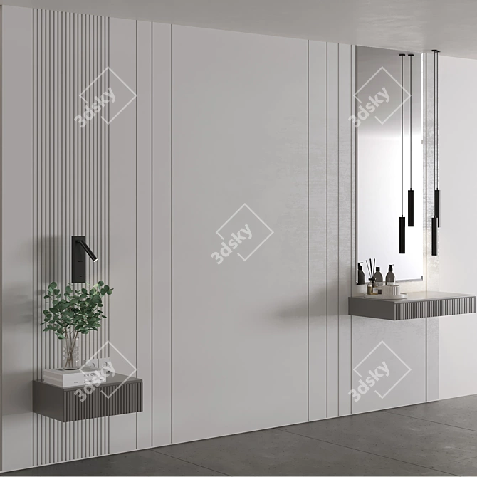 Modern Wall Panel Composition Set 3D model image 3