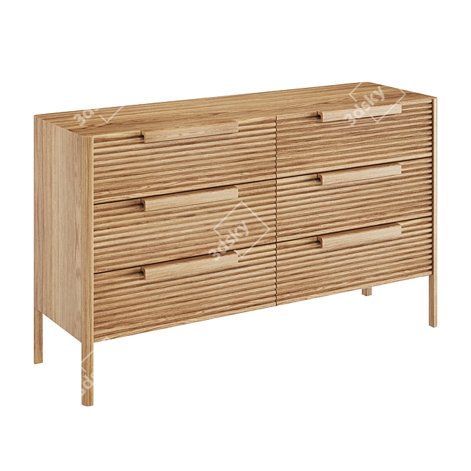 Rustic Oak Lingerie Chest 3D model image 1