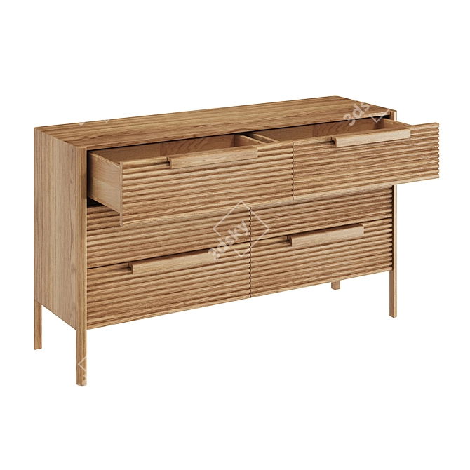 Rustic Oak Lingerie Chest 3D model image 3