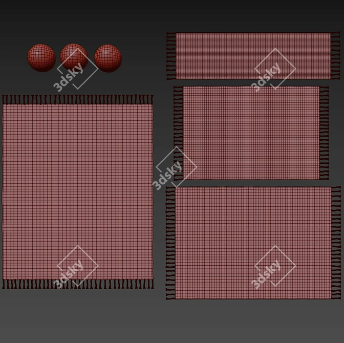 Handwoven Souk Wool Rug Set 3D model image 4