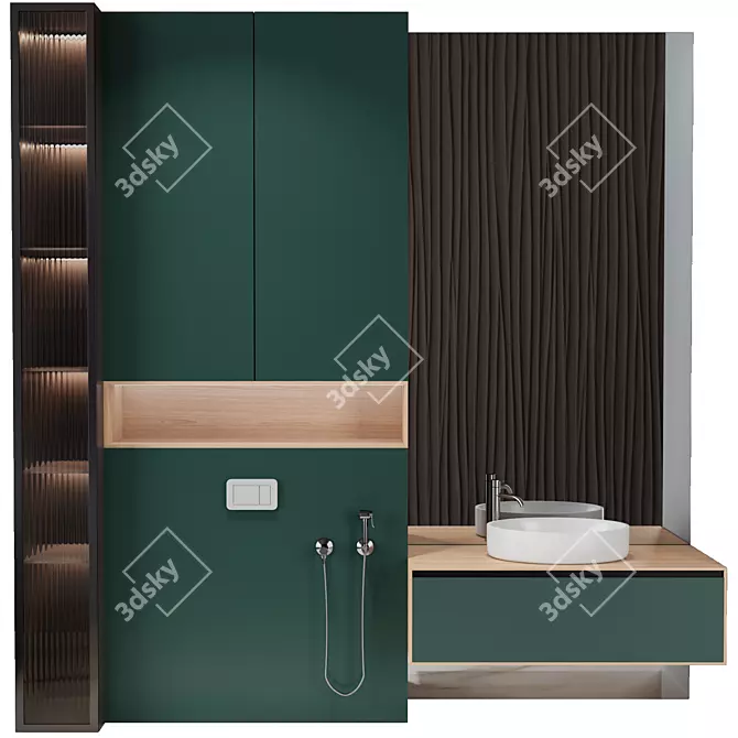 Modern Bathroom Furniture Set 3D model image 1