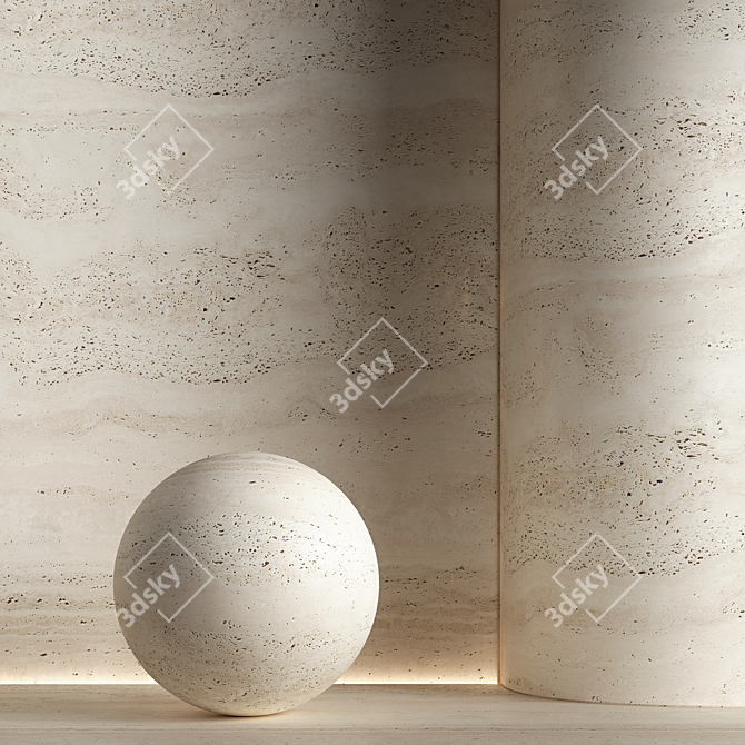 Travertine Stone Material Texture 3D model image 1