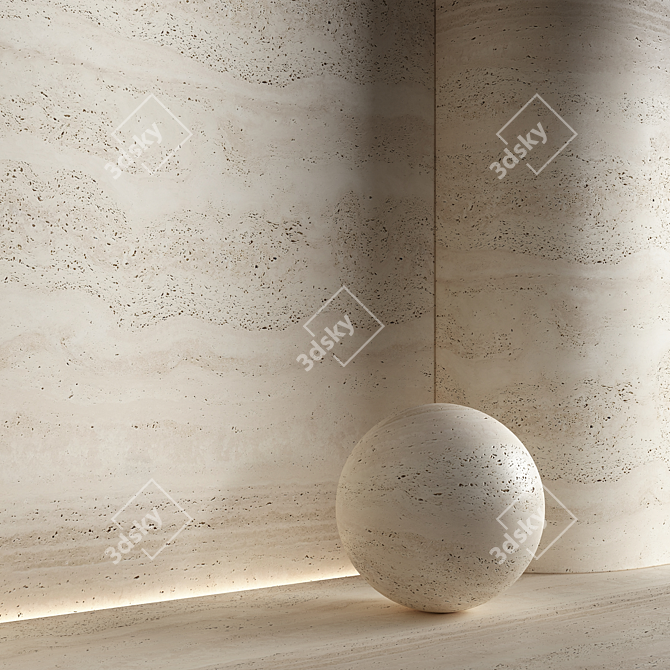 Travertine Stone Material Texture 3D model image 2