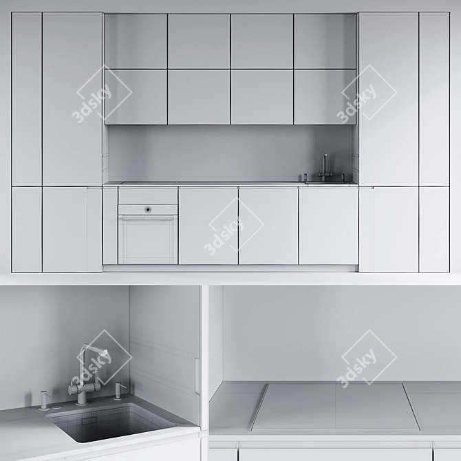 181 Contemporary Editable Kitchen 3D model image 4