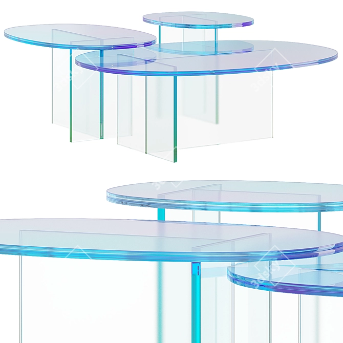 Colorful Glass Coffee Tables 3D model image 1