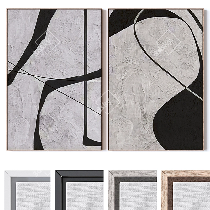 Modern Abstract Wall Art Set 3D model image 1