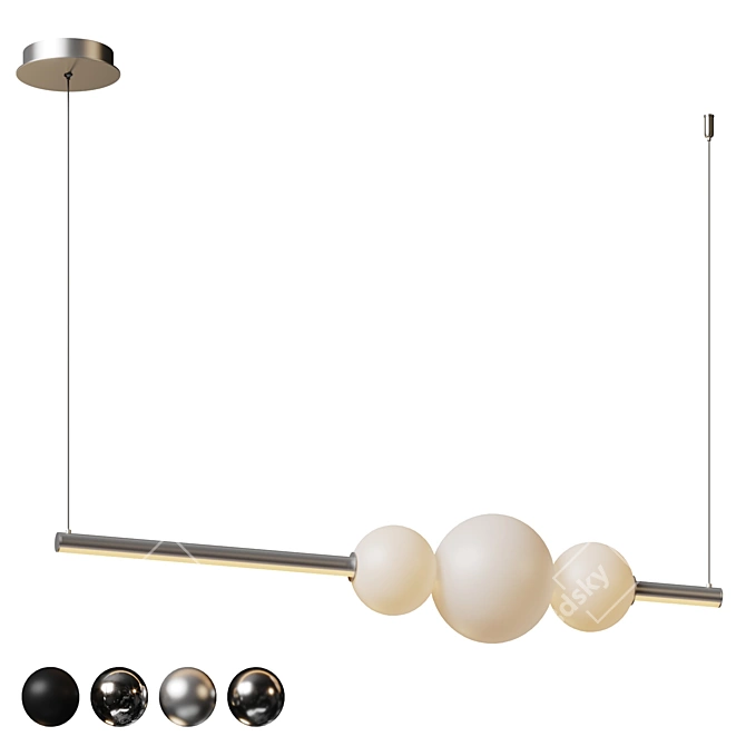 Sculptural Linear Pendant Light 3D model image 1