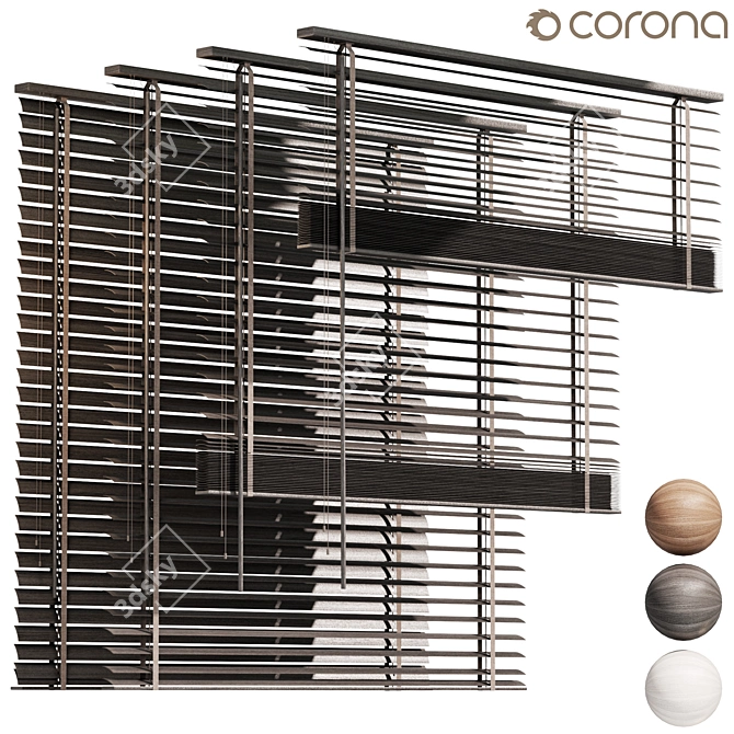 Foldable Wood Blinds 04 | Unique Home Décor 3D model image 2