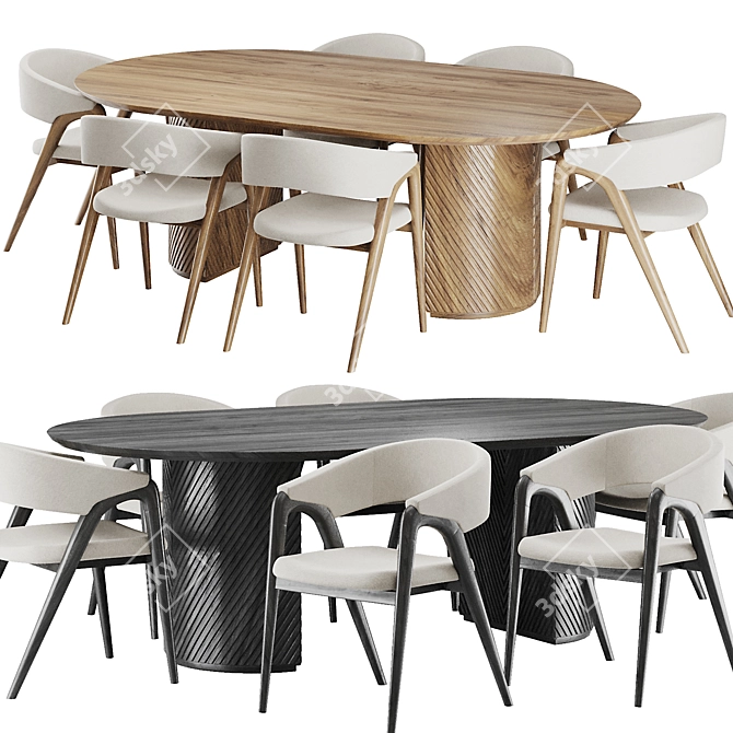 Modern Dining Set, 3D Model 3D model image 1