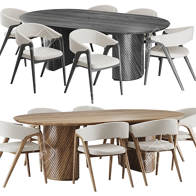 Modern Dining Set, 3D Model 3D model image 2