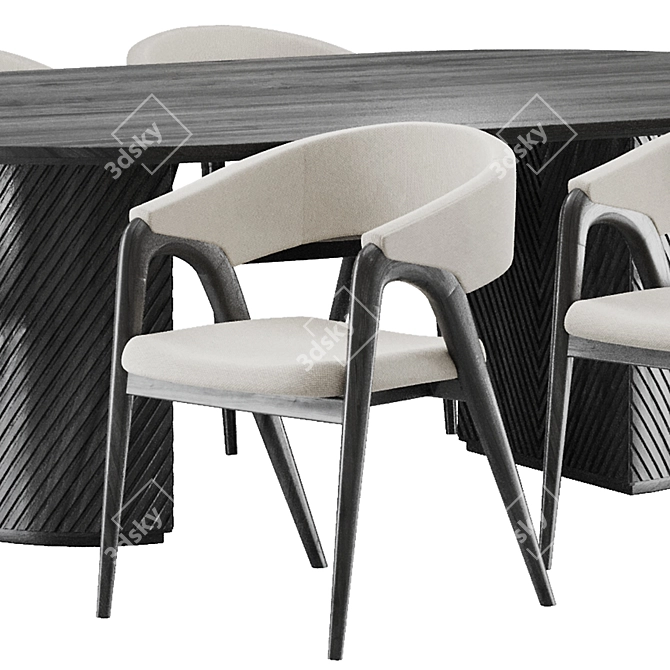 Modern Dining Set, 3D Model 3D model image 3