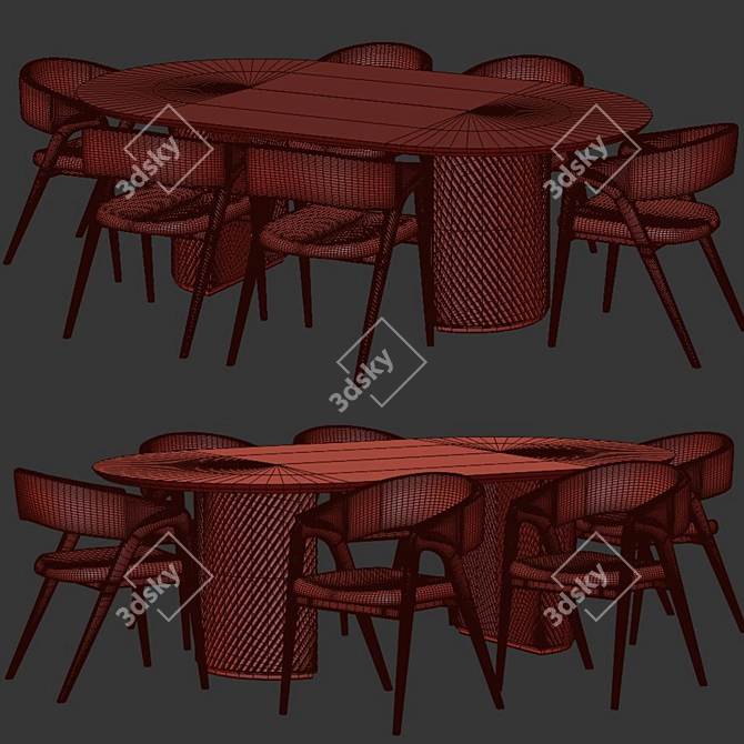 Modern Dining Set, 3D Model 3D model image 5