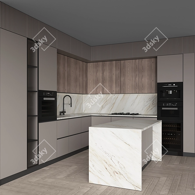 Convertible Modern Kitchen Set (3D) 3D model image 3