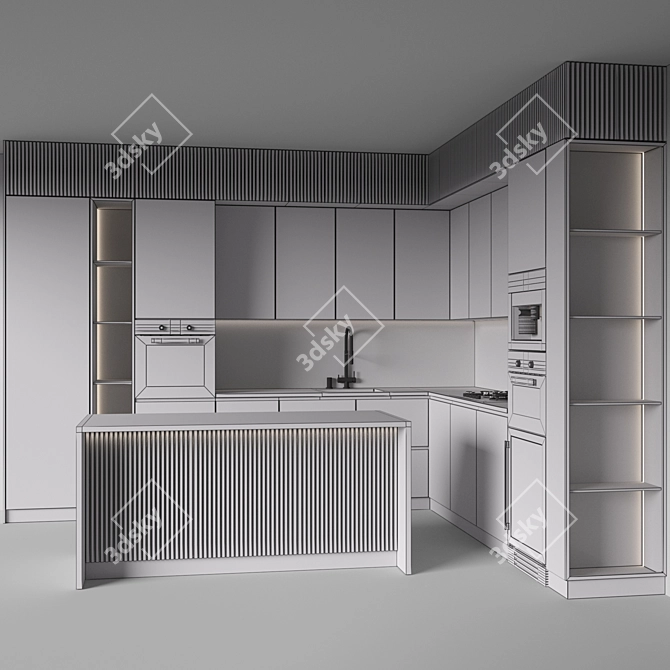 Convertible Modern Kitchen Set (3D) 3D model image 6